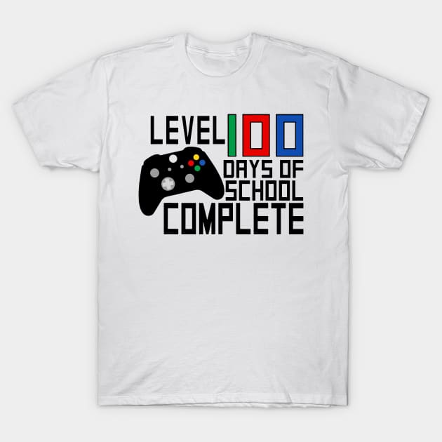 Level 100 Days Of School Complete Gamer Video Games Boys Kids T-Shirt by Shaniya Abernathy
